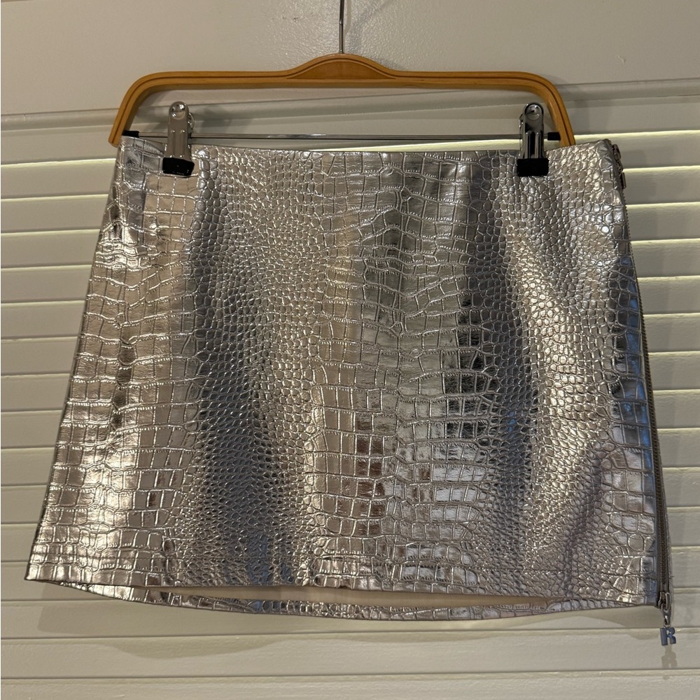 Silver Croc-Embossed Women's Skirt- Brand Rotate